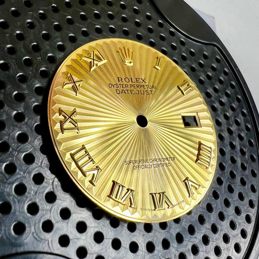 Genuine Rolex Datejust 36 Gold Sunray Roman Dial
