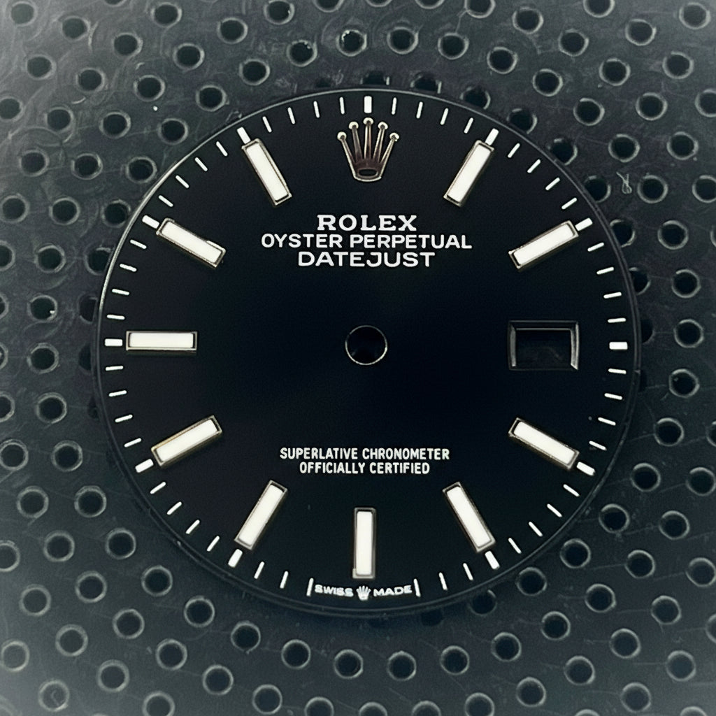 Original Factory Rolex Datejust 36 Dial - Black with Stick Hour Markers