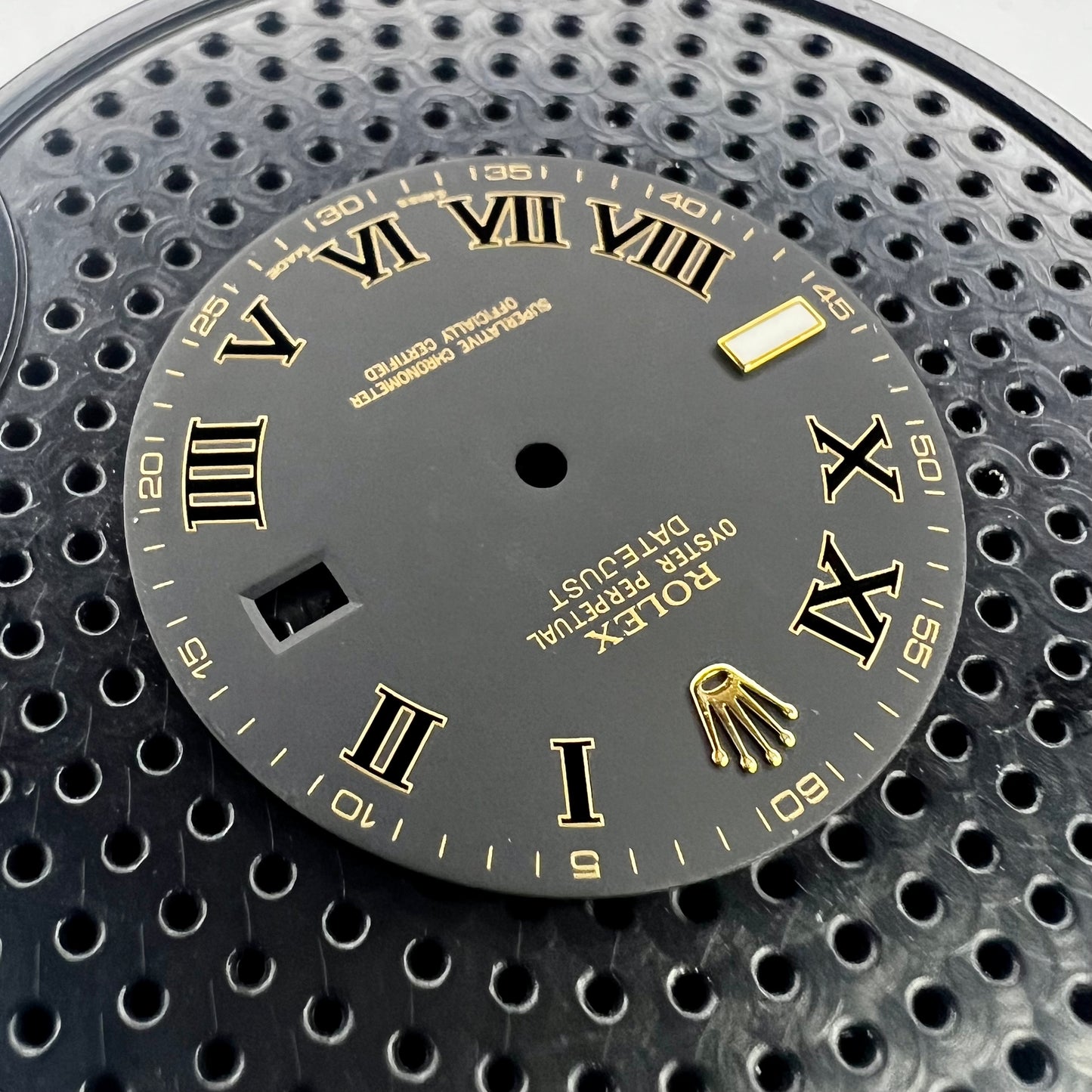 Rolex Datejust II Matte Black Roman Dial (top view)