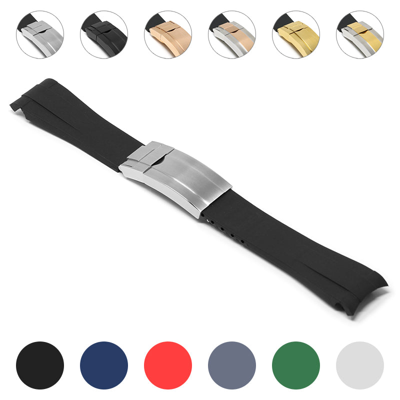 Green Curved End Rubber Replacement Strap for Rolex