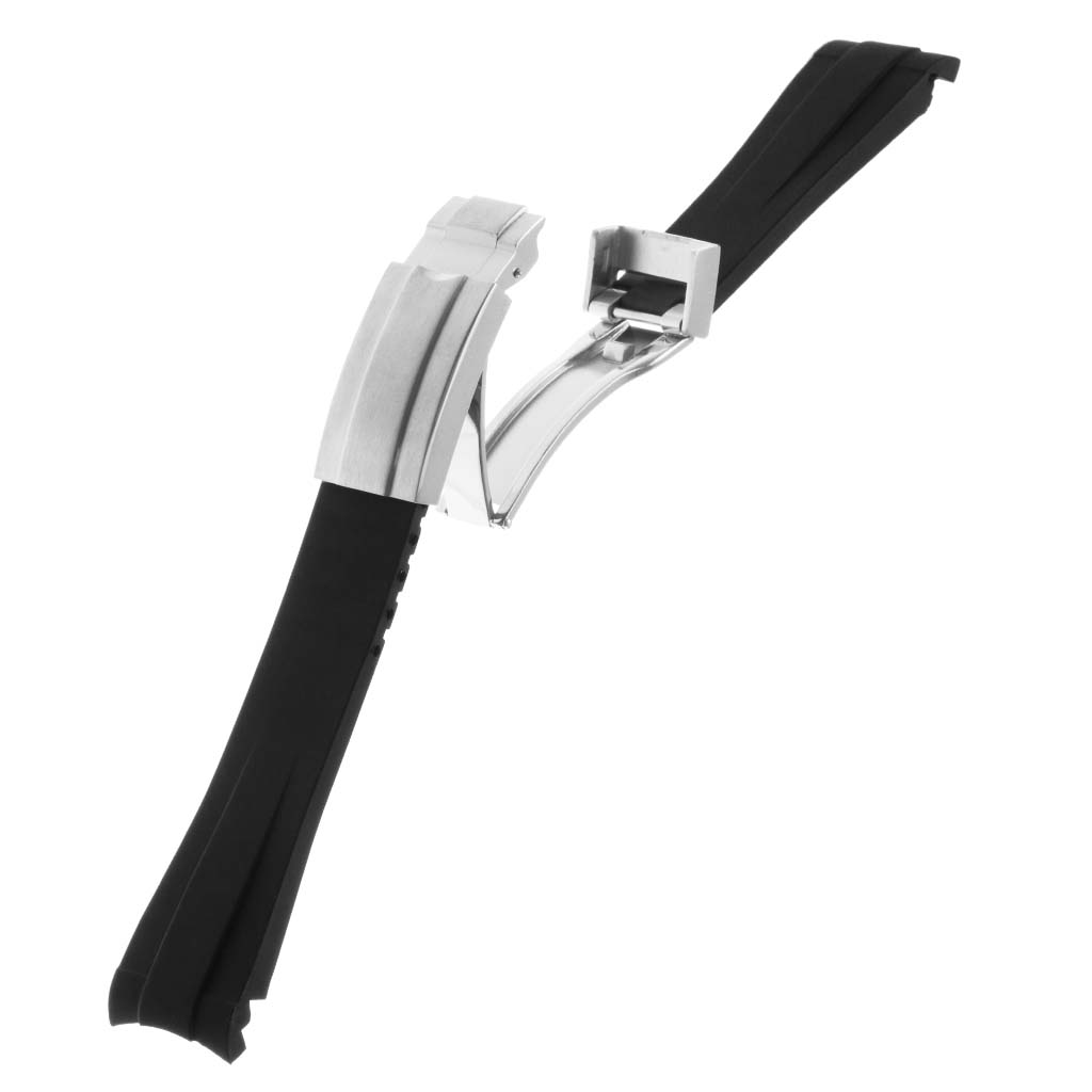 Black Curved End Rubber Replacement Strap for Rolex