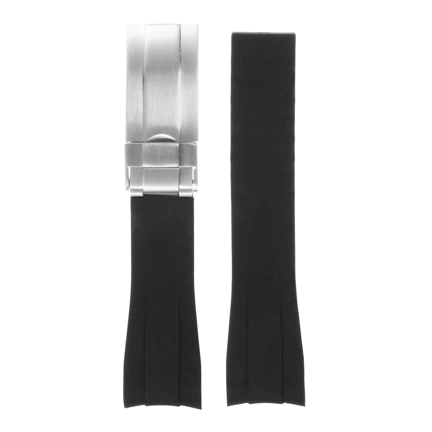 Black Curved End Rubber Replacement Strap for Rolex