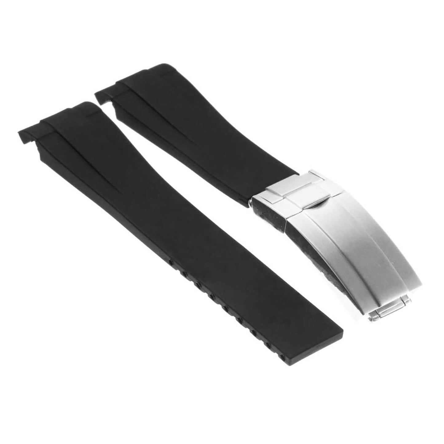 Black Curved End Rubber Replacement Strap for Rolex