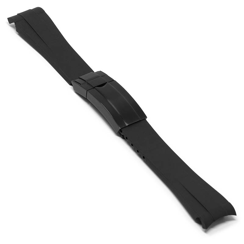 Black Curved End Rubber Replacement Strap for Rolex