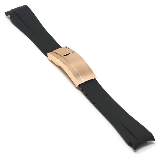 Black Curved End Rubber Replacement Strap for Rolex
