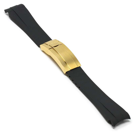 Black Curved End Rubber Replacement Strap for Rolex