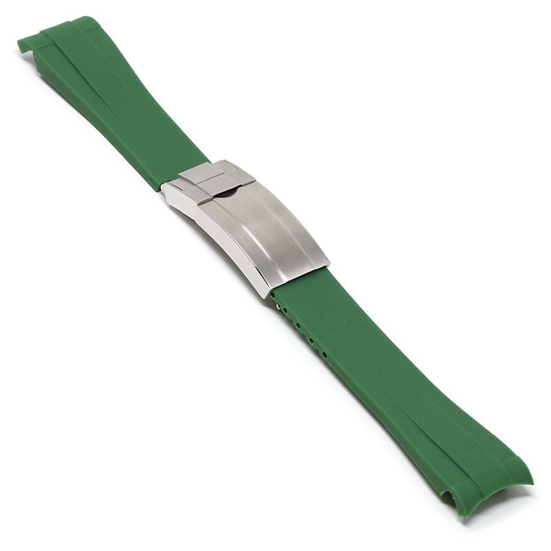 Green Curved End Rubber Replacement Strap for Rolex