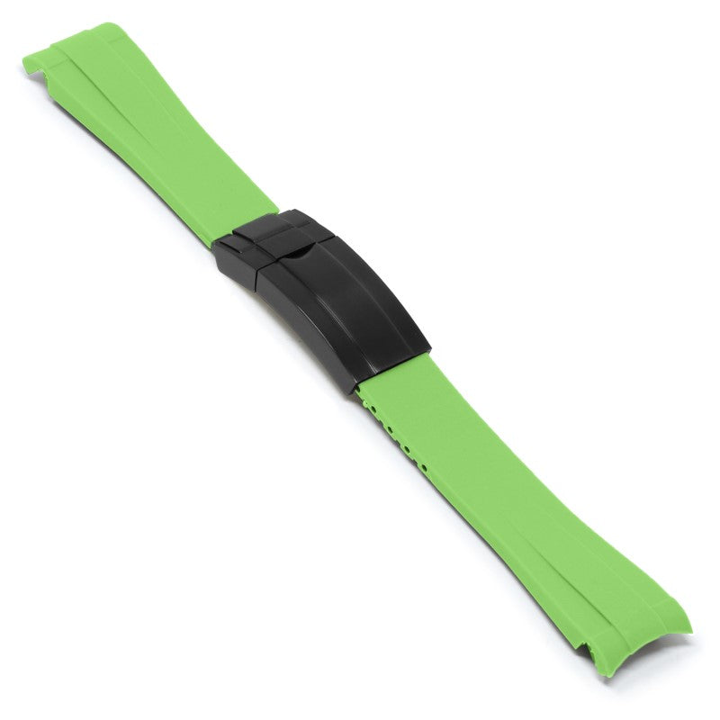 Lime Green Curved End Rubber Replacement Strap for Rolex