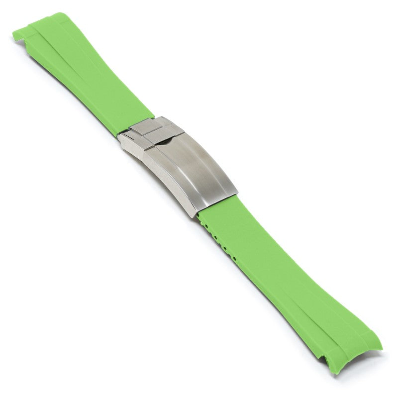 Lime Green Curved End Rubber Replacement Strap for Rolex