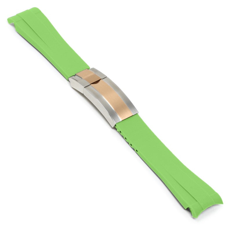 Lime Green Curved End Rubber Replacement Strap for Rolex