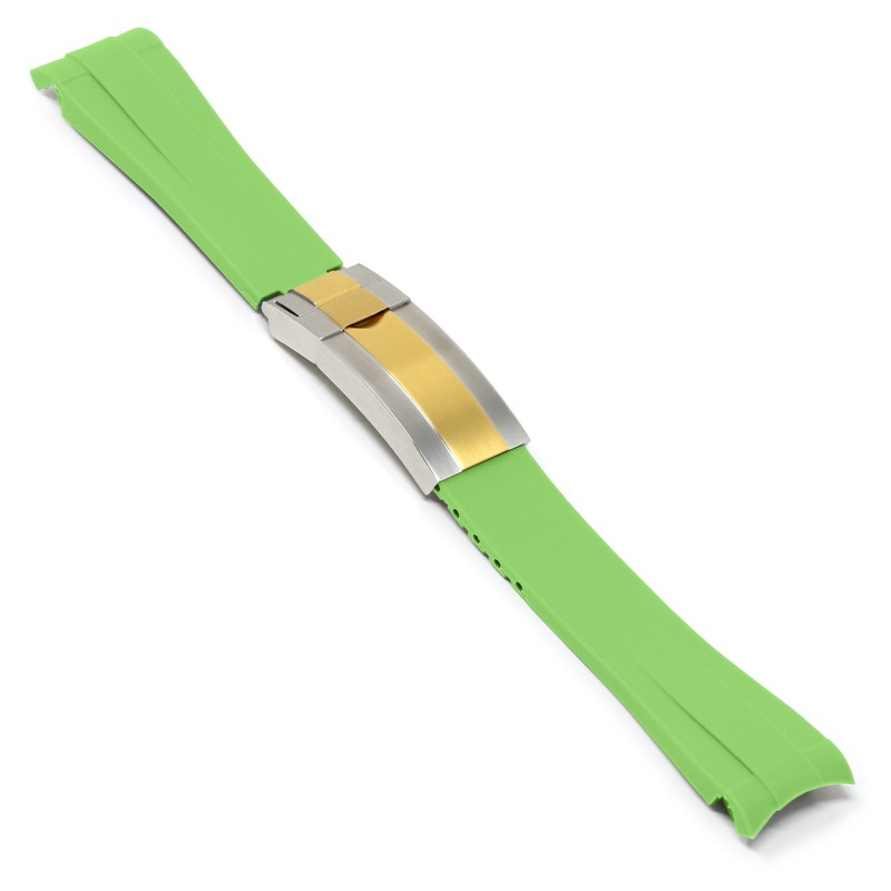 Lime Green Curved End Rubber Replacement Strap for Rolex
