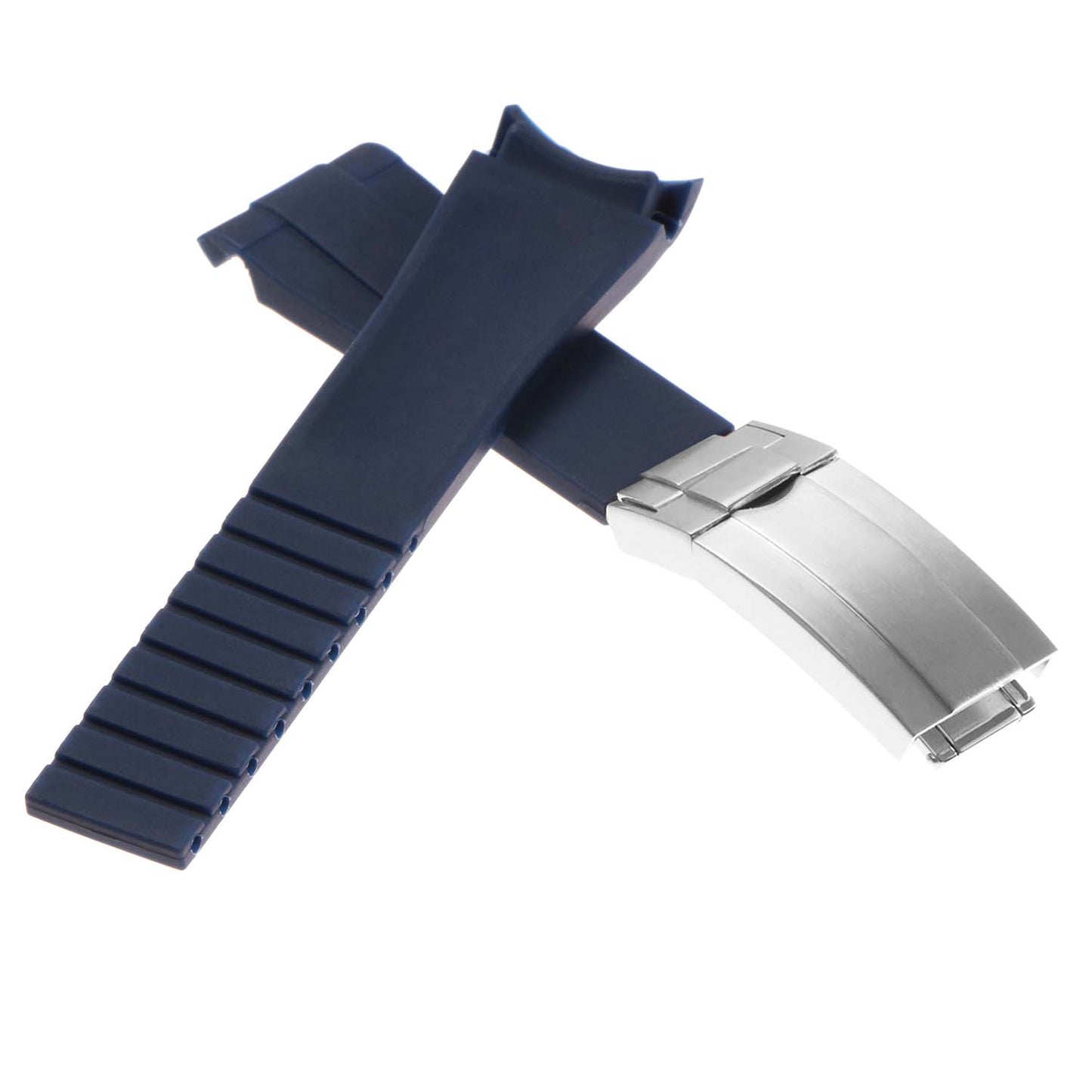 Blue Curved End Rubber Replacement Strap for Rolex