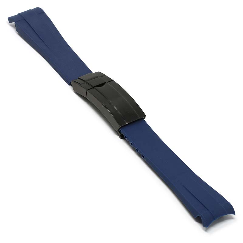 Blue Curved End Rubber Replacement Strap for Rolex
