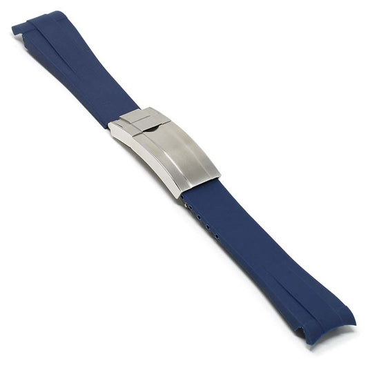 Blue Curved End Rubber Replacement Strap for Rolex