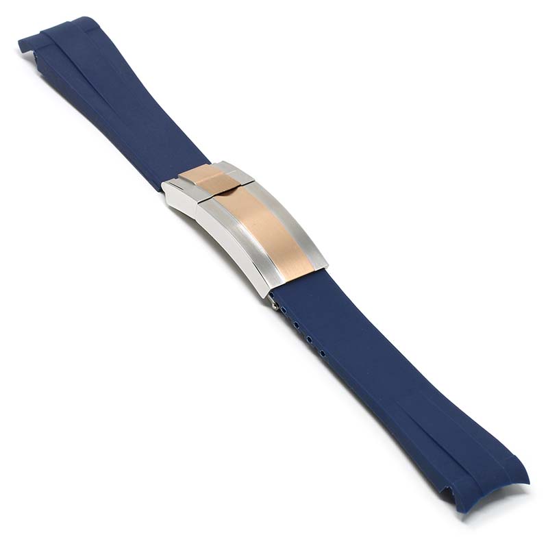Blue Curved End Rubber Replacement Strap for Rolex
