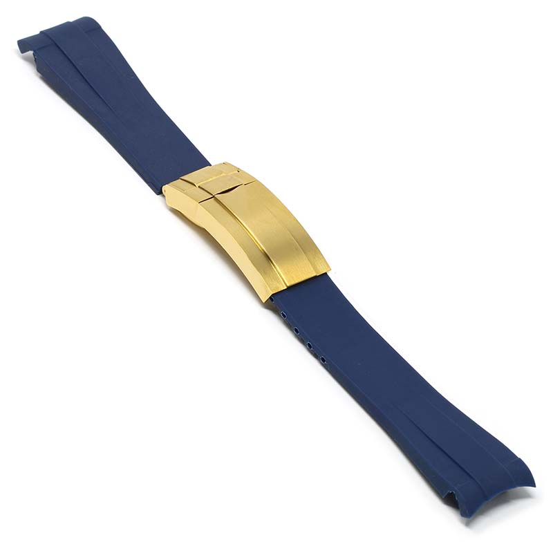 Blue Curved End Rubber Replacement Strap for Rolex