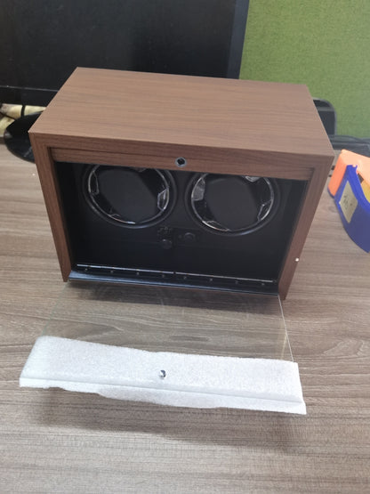 PREORDER: Sophisticated Luxury Walnut Grain Watch Winder Box for Two Watches