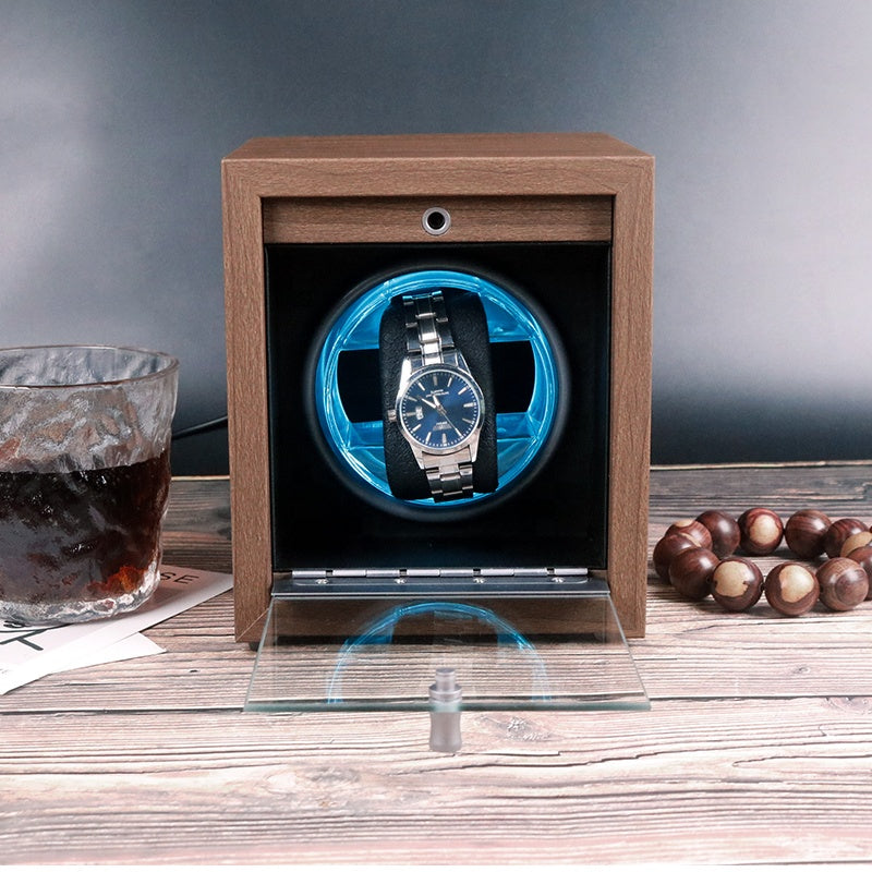 PREORDER: Sophisticated Luxury Walnut Grain Watch Winder Box for One Watch