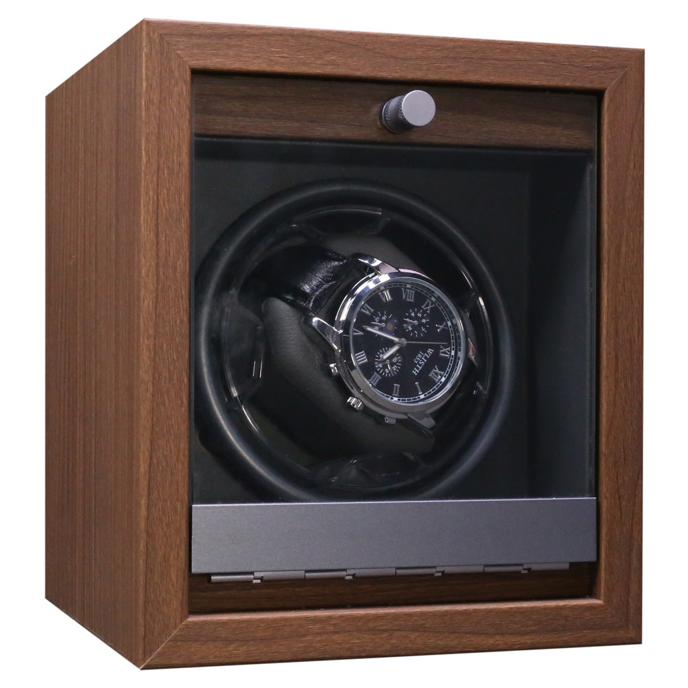 PREORDER: Sophisticated Luxury Walnut Grain Watch Winder Box for One Watch