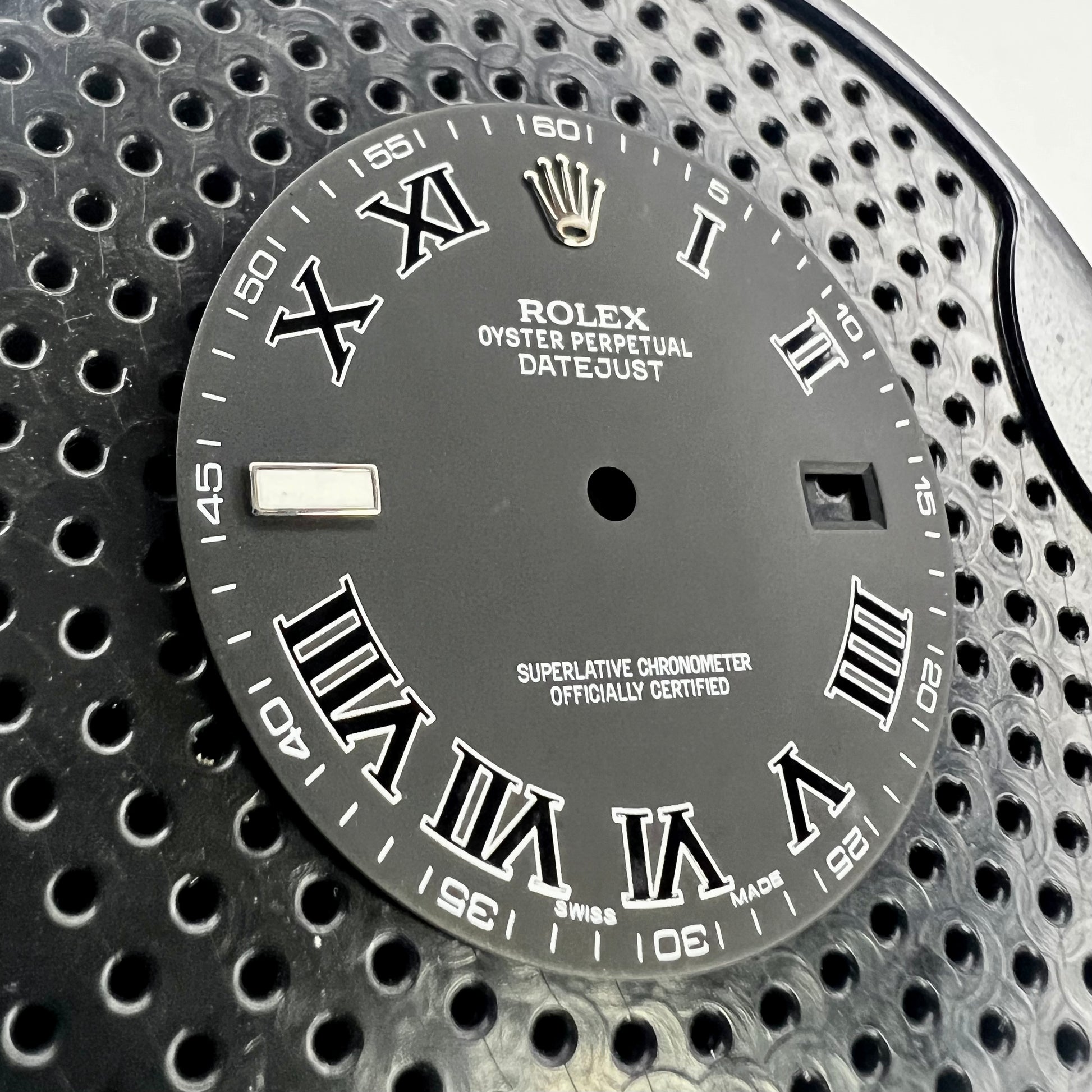 Rolex Datejust II Matte Black Roman Dial (left side view)