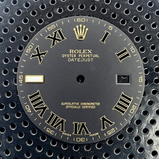 Rolex Datejust II Matte Black Roman Dial (front view)