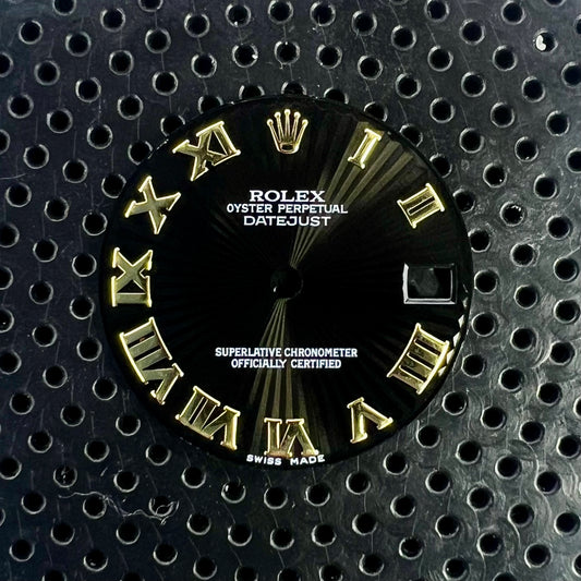 Genuine Rolex Datejust 31 Black Sunray Roman Bimetal Dial