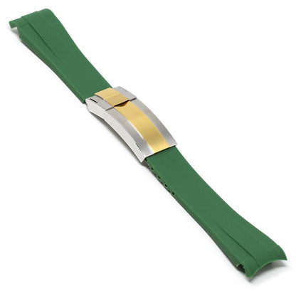 Green Curved End Rubber Replacement Strap for Rolex