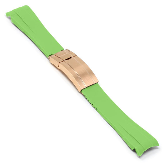 Lime Green Curved End Rubber Replacement Strap for Rolex