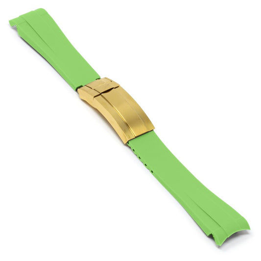 Lime Green Curved End Rubber Replacement Strap for Rolex