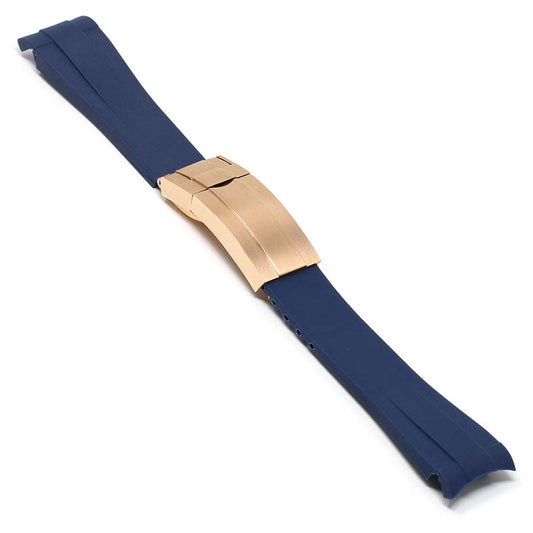 Blue Curved End Rubber Replacement Strap for Rolex